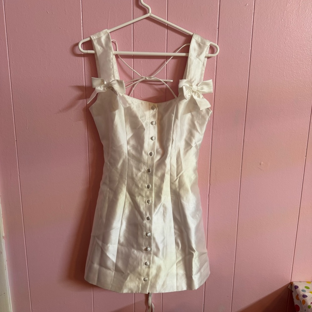 Sugar Thrillz white pixie button up dress